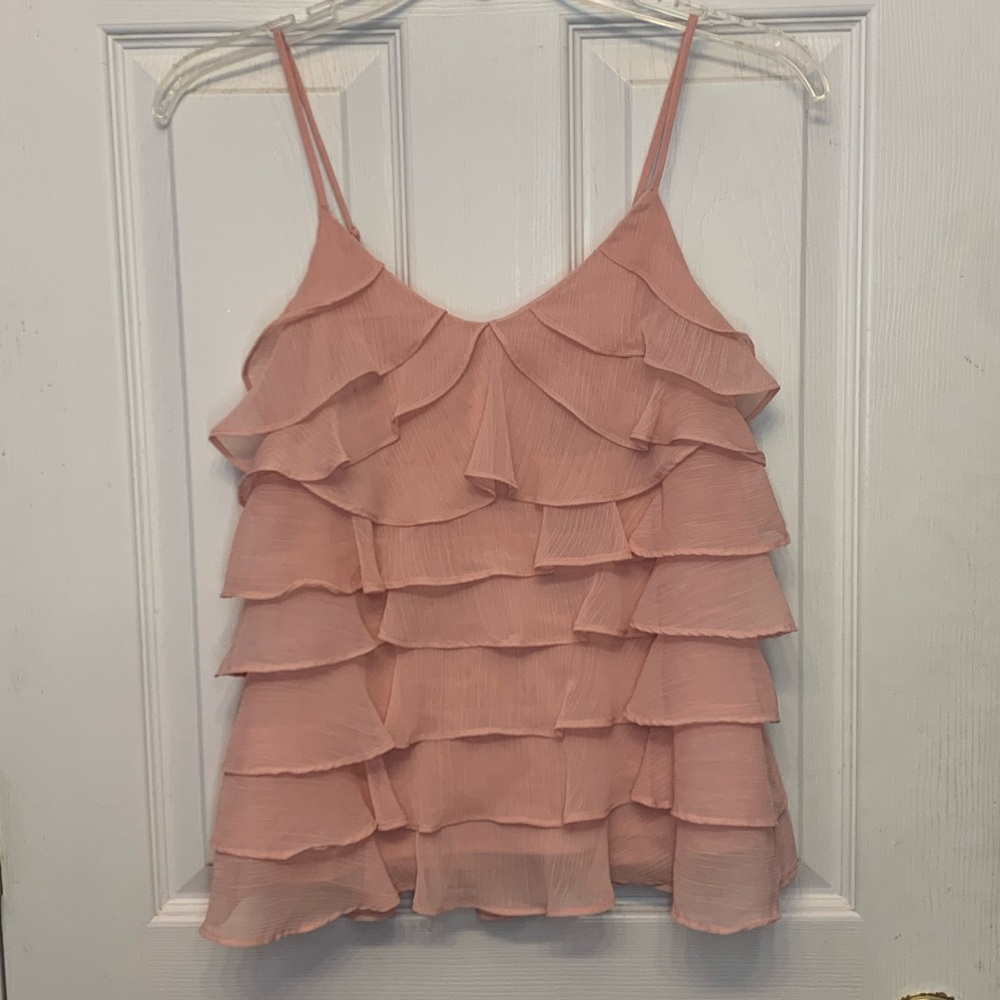 Candie’s light pink ruffle layers shirt size S